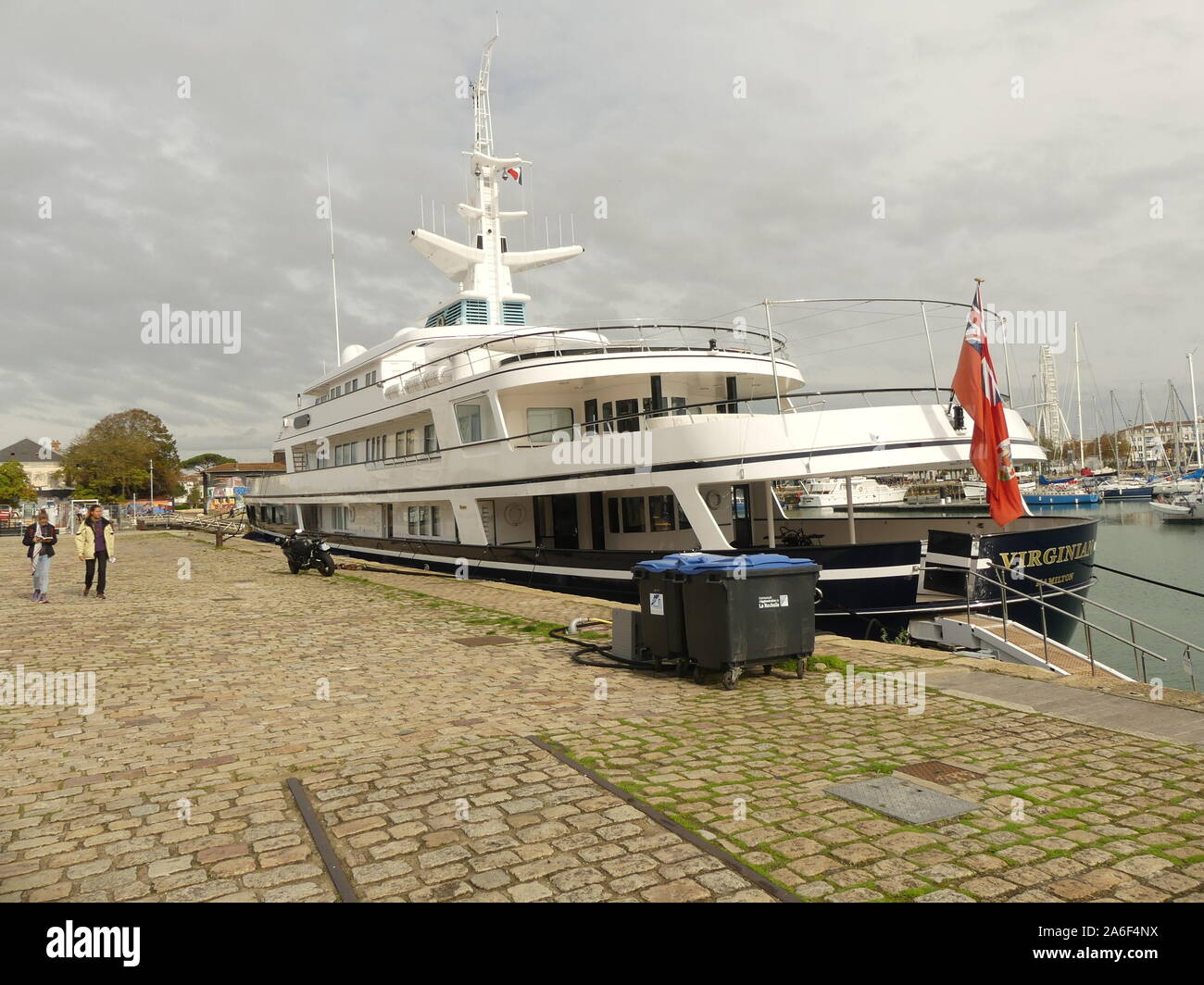 The Yatch Virginian is arrived to La Rochelle, october 21, 2019, to undergo a complete renovation of 6 months by Atlantic Refit Center of La Pallice Stock Photo