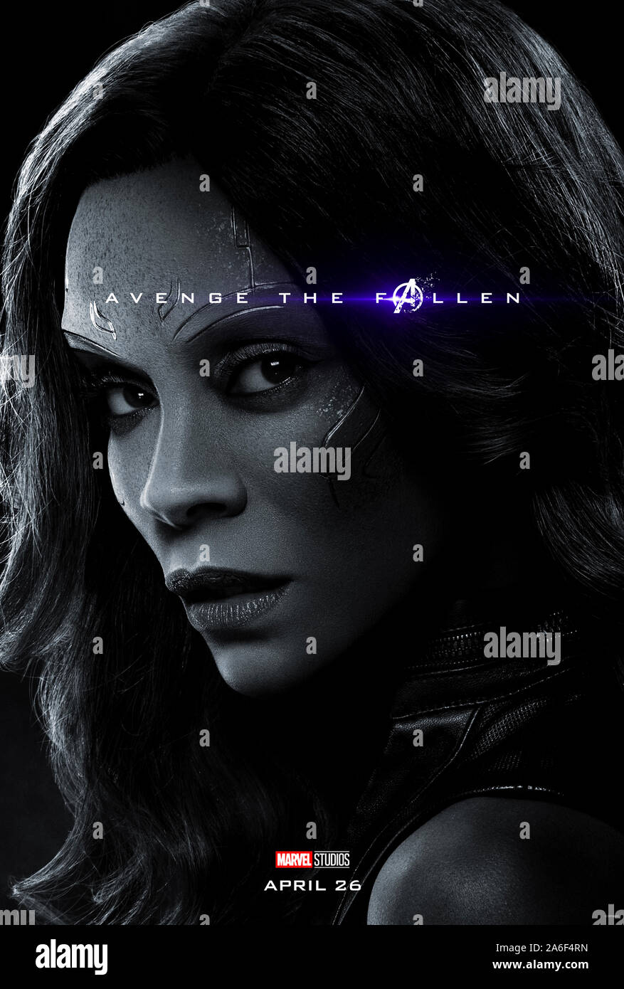 Character advance poster for Avengers: Endgame (2019) directed  by Anthony and Joe Russo starring Zoe Saldana as Gamora. The epic conclusion and 22nd film in the Marvel Cinematic Universe. Stock Photo