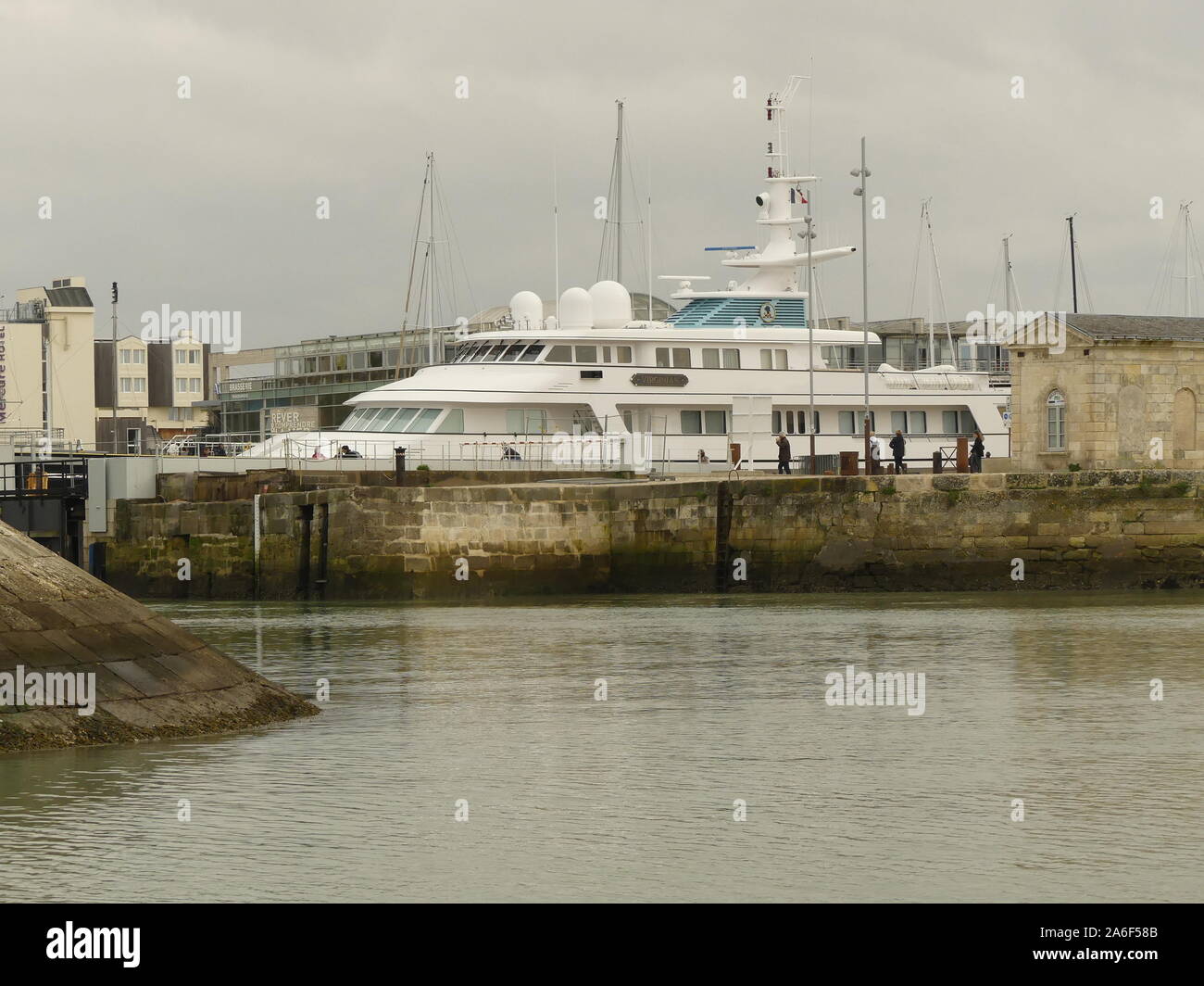The Yatch Virginian is arrived to La Rochelle, october 21, 2019, to undergo a complete renovation of 6 months by Atlantic Refit Center of La Pallice Stock Photo
