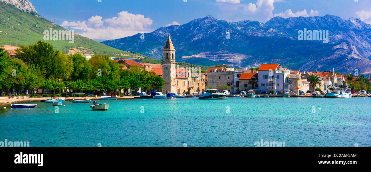 Beautiful scenery of Dalmatia. Croatia. Traditional fishing village Kastela. Kastel Kambelovak Stock Photo