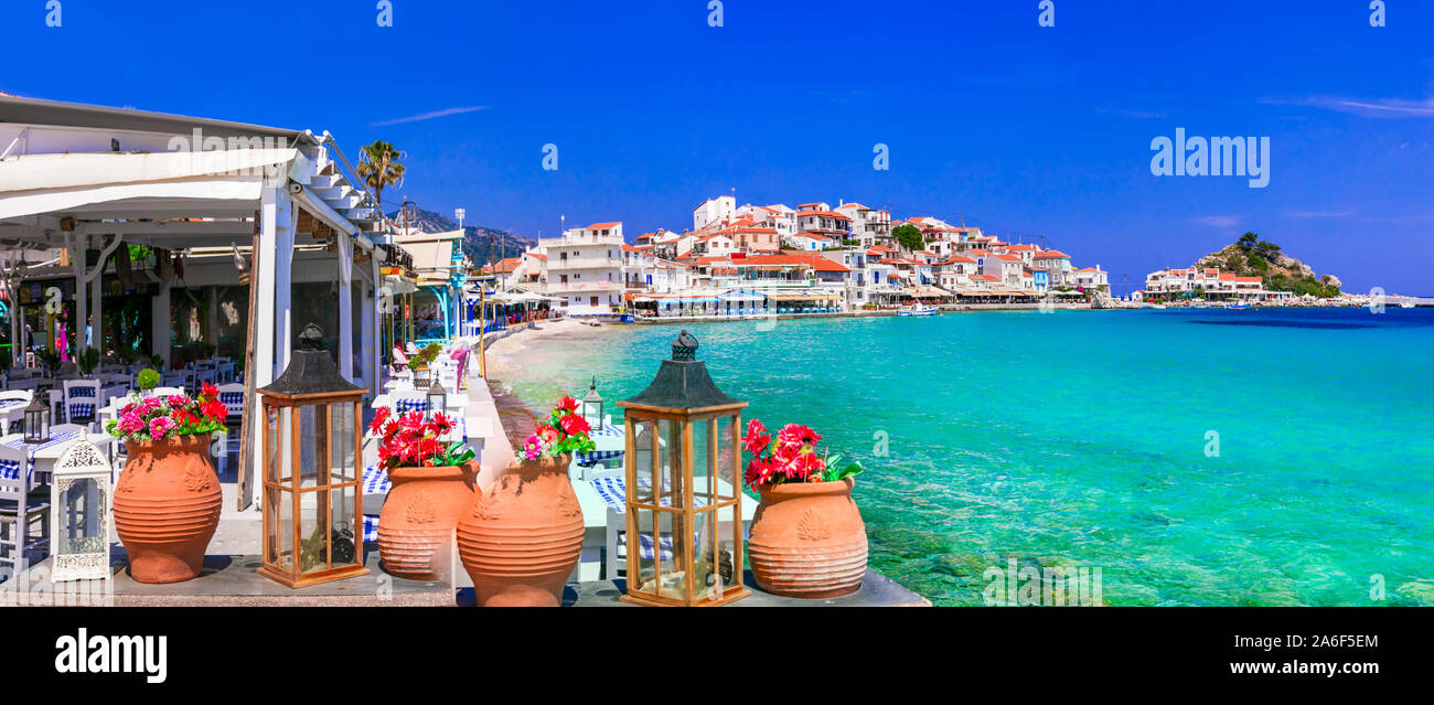 Wonderful authentic Greece - Samos island, beautiful Kokkari village with splendid sea Stock Photo