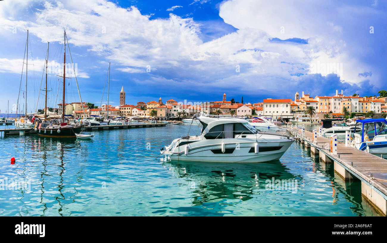 beautiful islands of Croatia - Rab. View of marine and old town Stock Photo