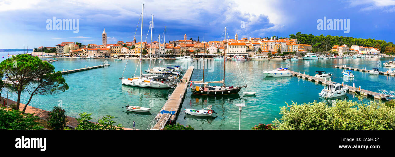 beautiful islands of Croatia - Rab. View of marine and old town Stock Photo