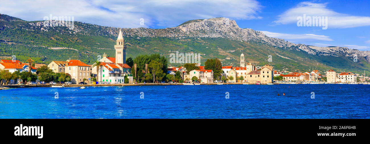 Beautiful scenery of Dalmatia. Croatia. Traditional fishing village Kastel Stafilic. Kastela town Stock Photo