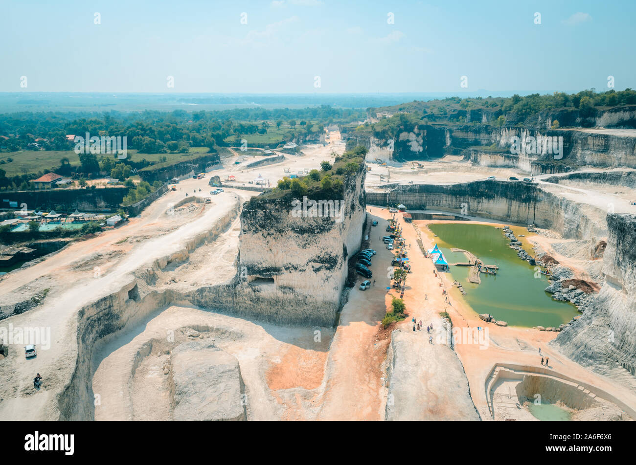 Jaddih Limestone Mine and Goa Potte Lake, one of the tourist attraction in Bangkalan, Madura Island, East Java, Indonesia Stock Photo