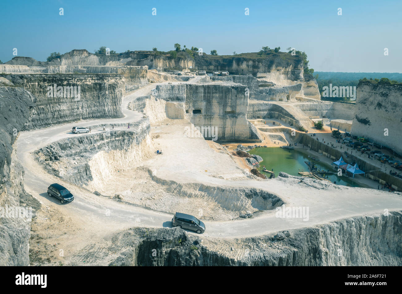 Jaddih Limestone Mine and Goa Potte Lake, one of the tourist attraction in Bangkalan, Madura Island, East Java, Indonesia Stock Photo