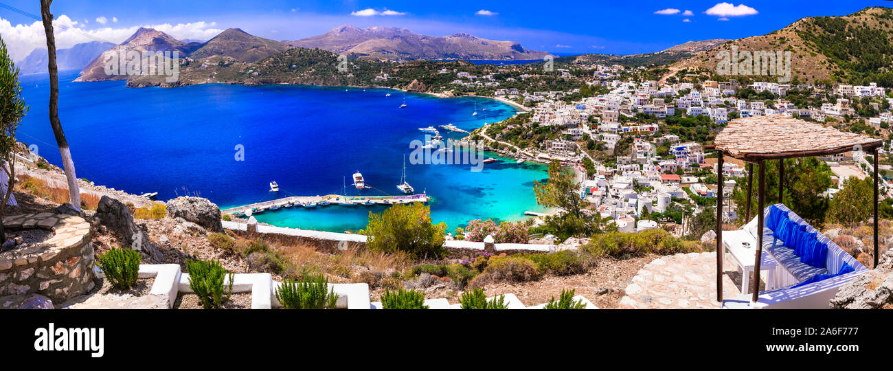 Leros - Beautiful authentic island of Greece. view Stock Photo