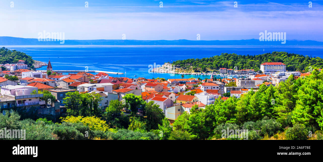 Croatia holidays - beautiful Makarska riviera with splendid beaches .  Dalmatia Stock Photo