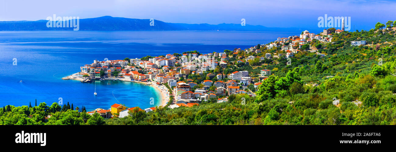Croatia holidays - beautiful Makarska riviera with splendid beaches . Igrane village. Dalmatia Stock Photo