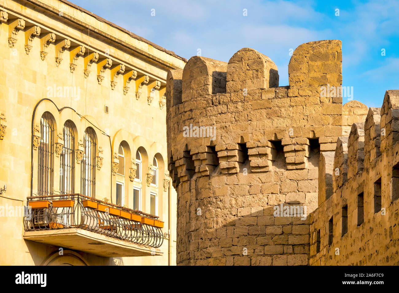 Walls of Icheri Sheher, Baku, Azerbaijan Stock Photo