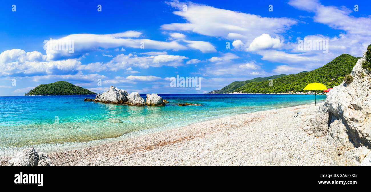 Beautiful Skopelos island,view with turquoise sea and mountains,Sporades,Greece. Stock Photo