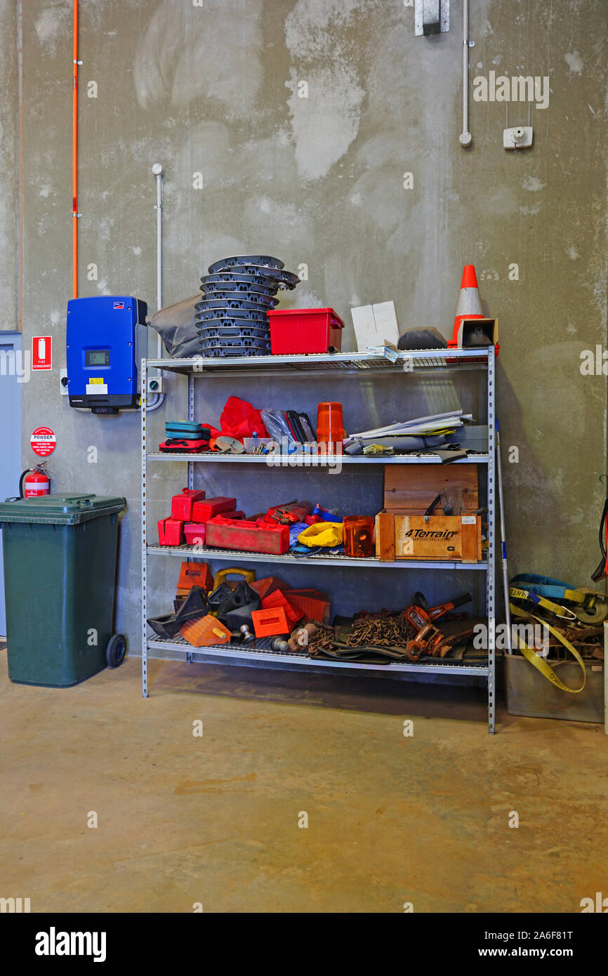 GERALDTON, AUSTRALIA -9 JUL 2019- View of tools in a garage auto repair shop. Stock Photo