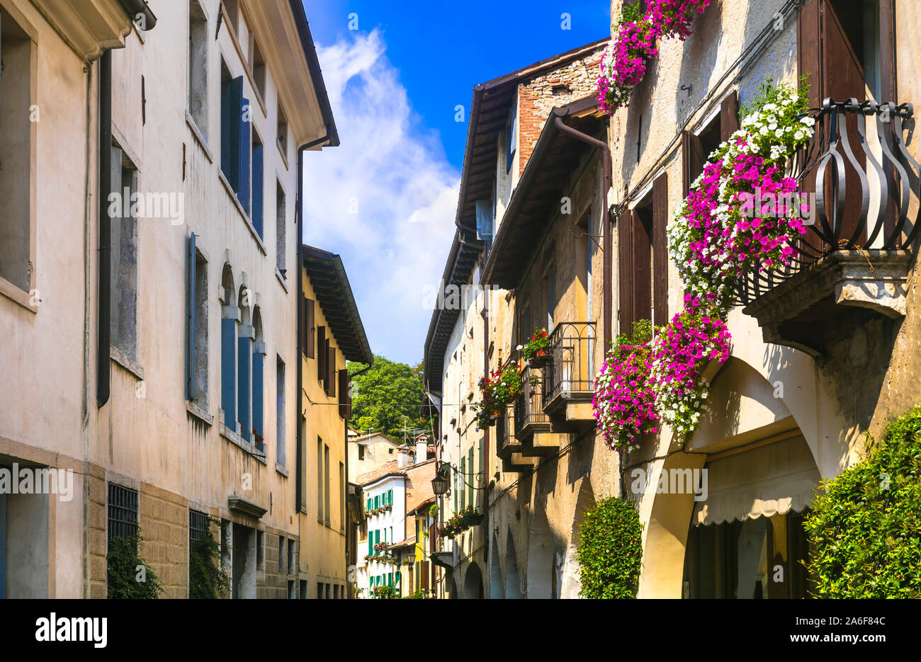 Travel and landmarks of northern Italy - medieval Asolo town in Veneto province Stock Photo
