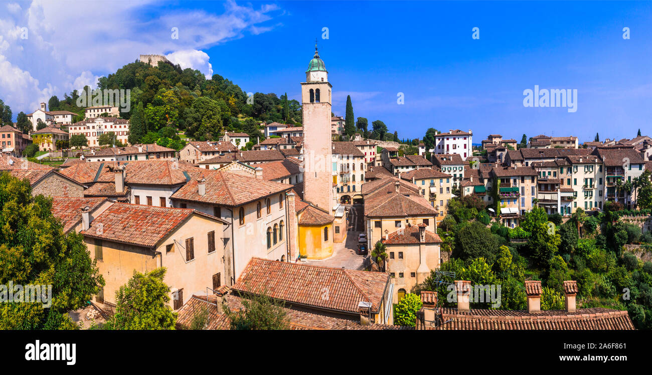 Travel and landmarks of northern Italy - medieval Asolo town in Veneto province Stock Photo