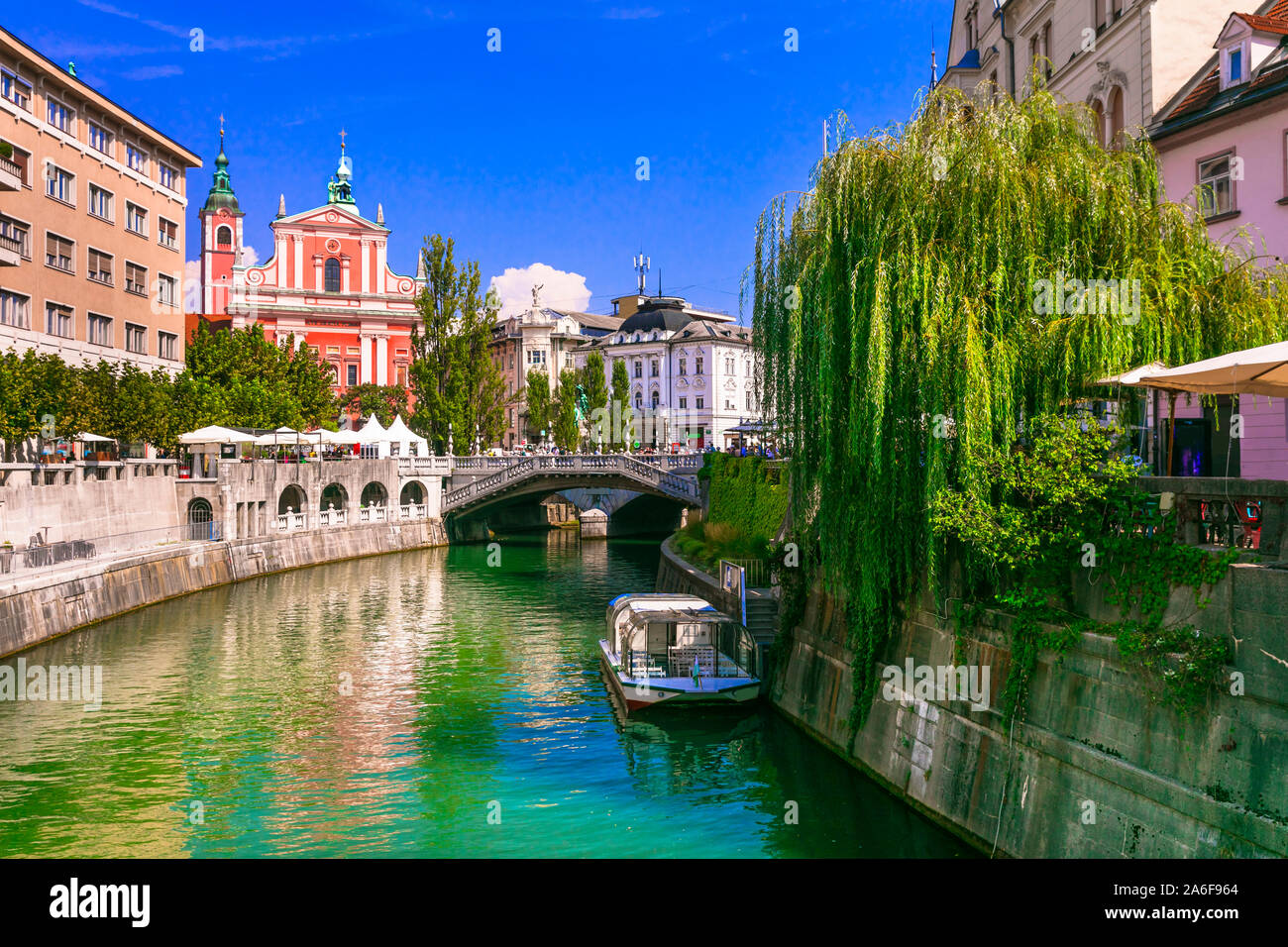 Travel and landmarks of Slovenia - beautiful Ljubljana city capital Stock Photo