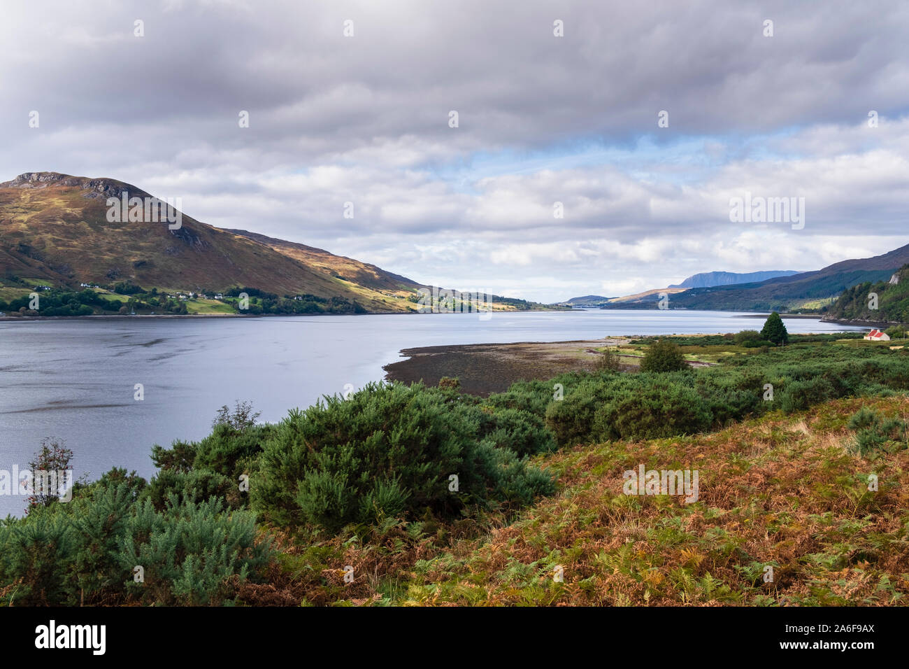 On the route to Ullapool - Loch Broom in the Scottish Highlands Stock Photo