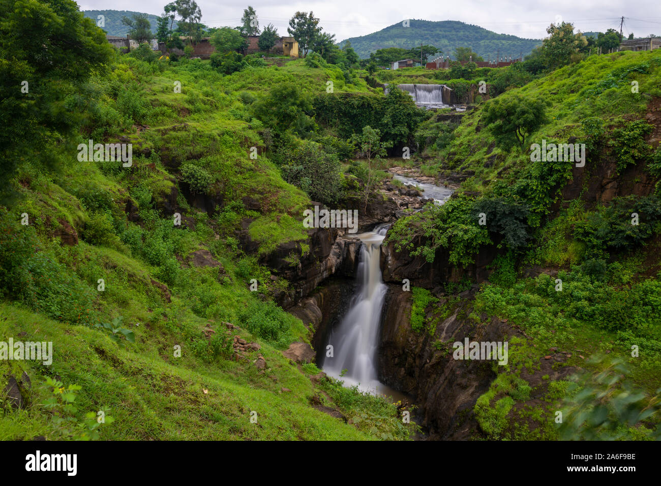 Less known waterfall of Urul Patan near Satara,Maharashtra,India Stock Photo