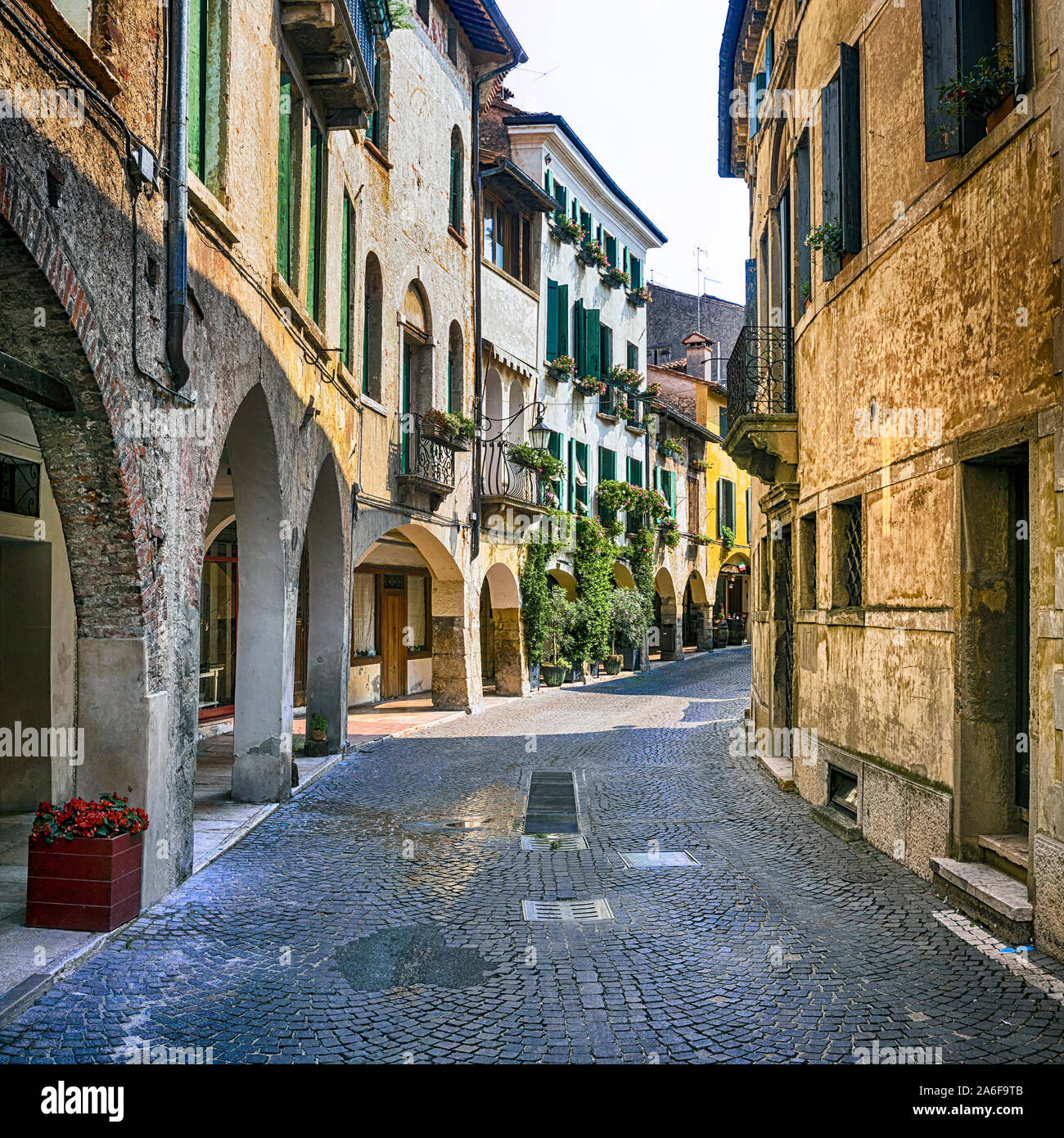 Travel and landmarks of northern Italy - medieval Asolo town in Veneto  province Stock Photo - Alamy