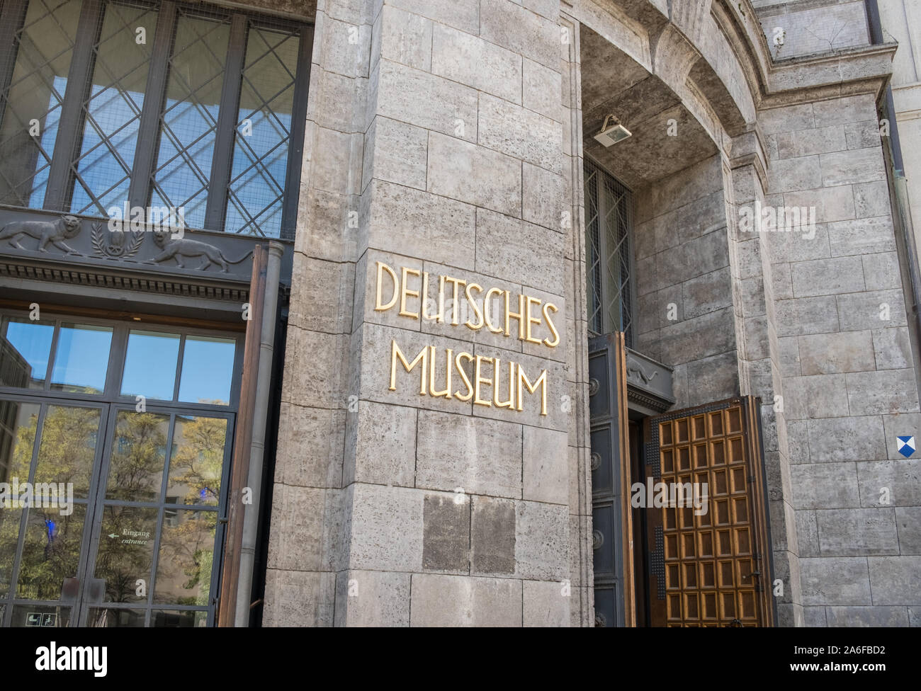 Exterior of the Deutsches Museum, Munich, Germany, the worlds largest science and technology museum, including energy, transport & astronomy displays. Stock Photo