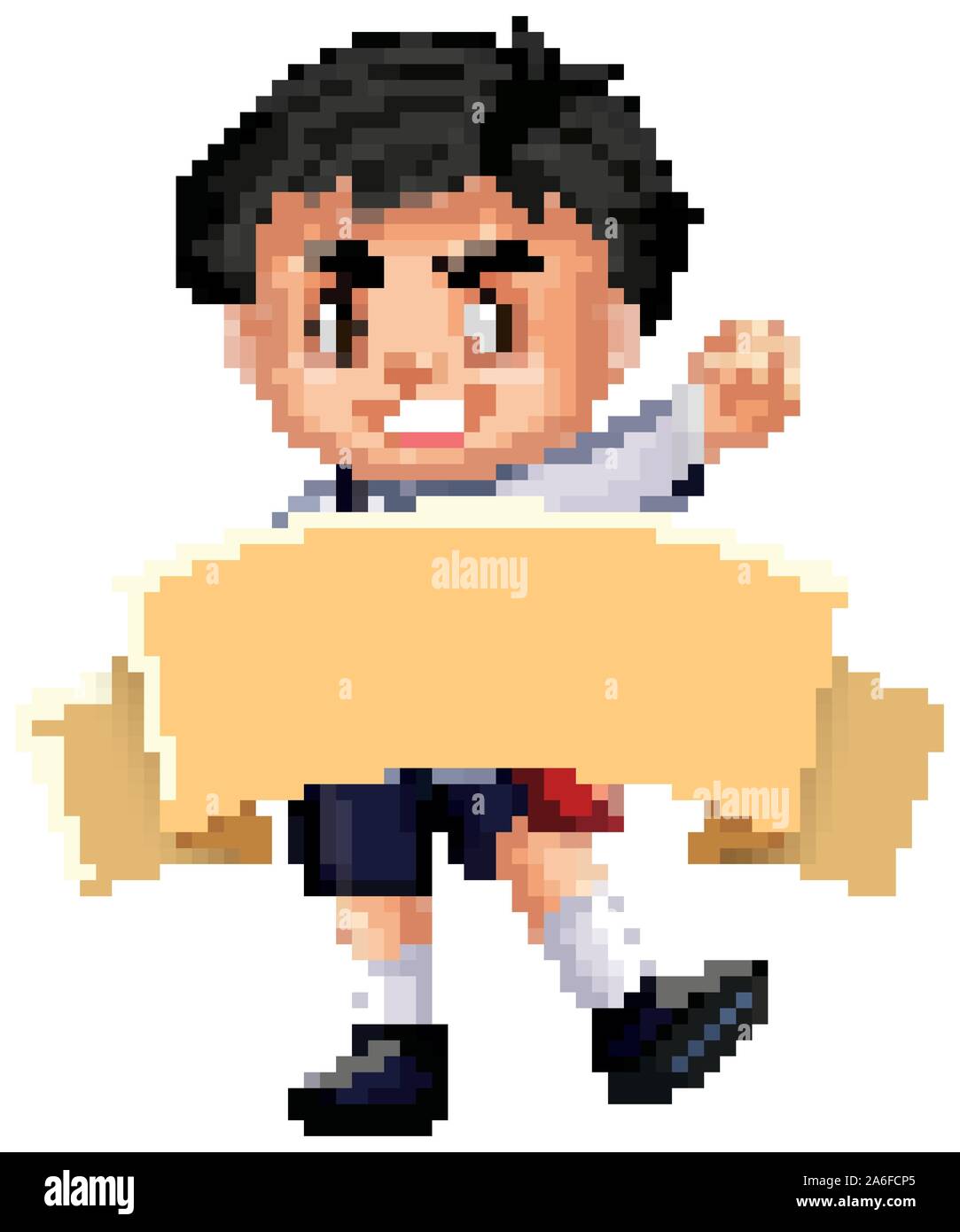 Happy boy with brown sign illustration Stock Vector Image & Art - Alamy