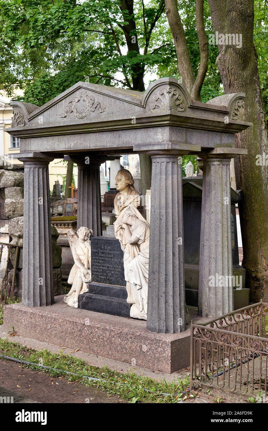 St. Petersburg Russia. Tikhvin cemetery Stock Photo