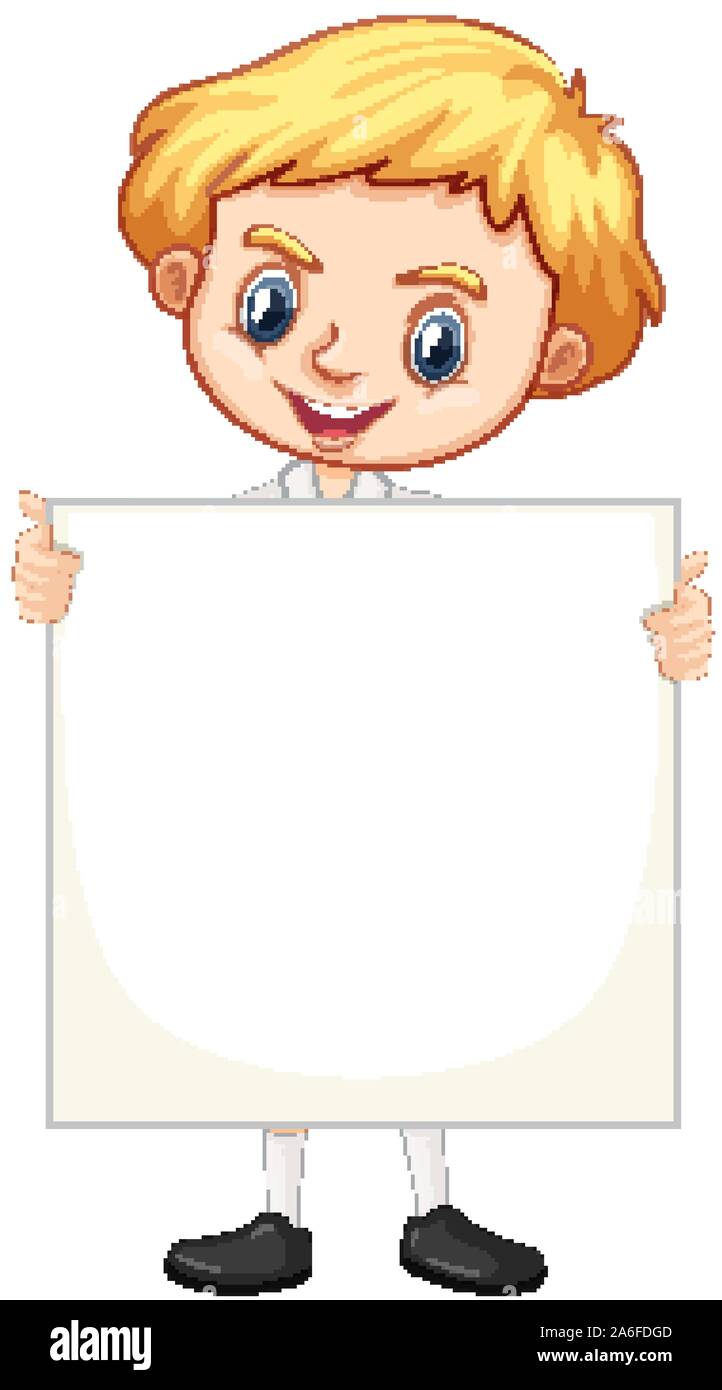 One happy boy with blank board illustration Stock Vector Image & Art ...