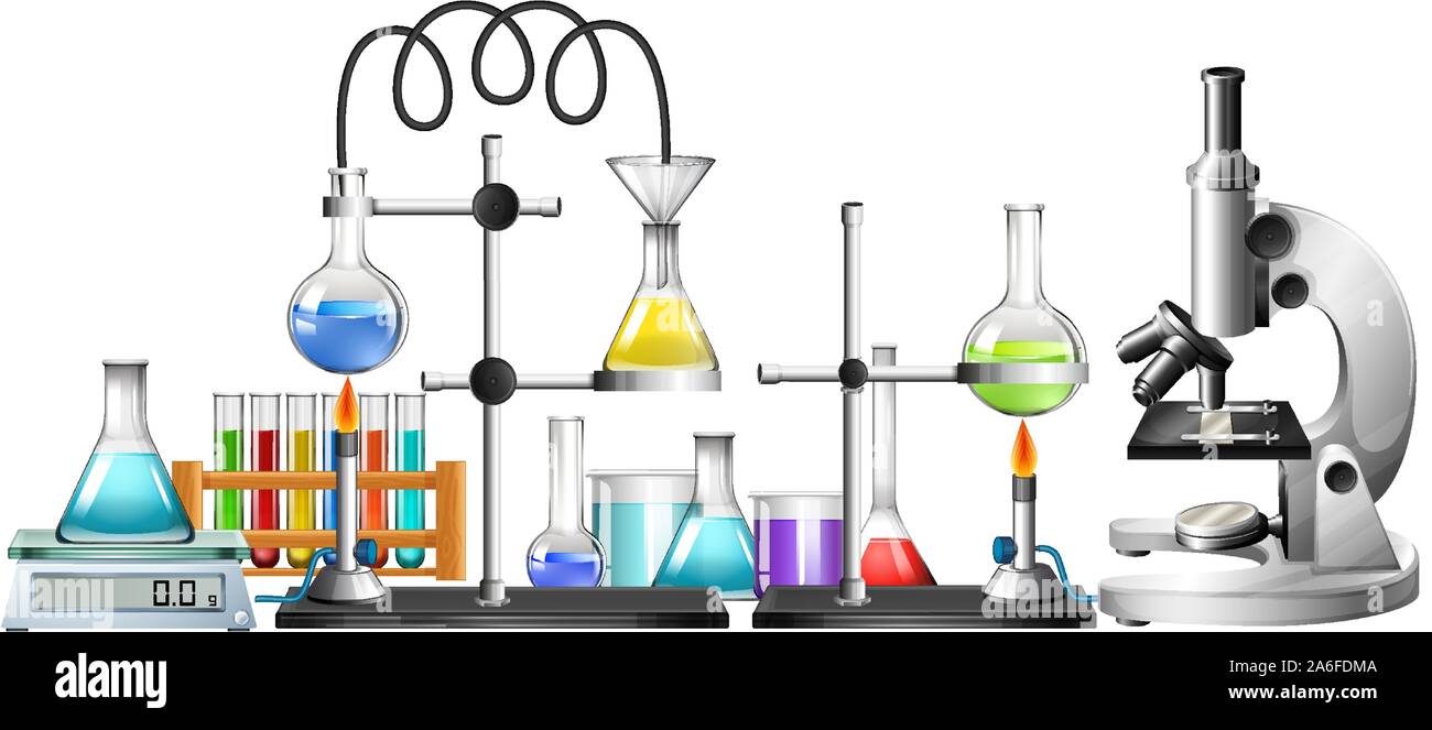 Science equipments on white background illustration Stock Vector Image ...