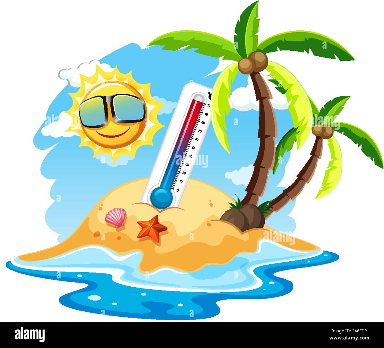 Summer season with island in the sun illustration Stock Vector ...