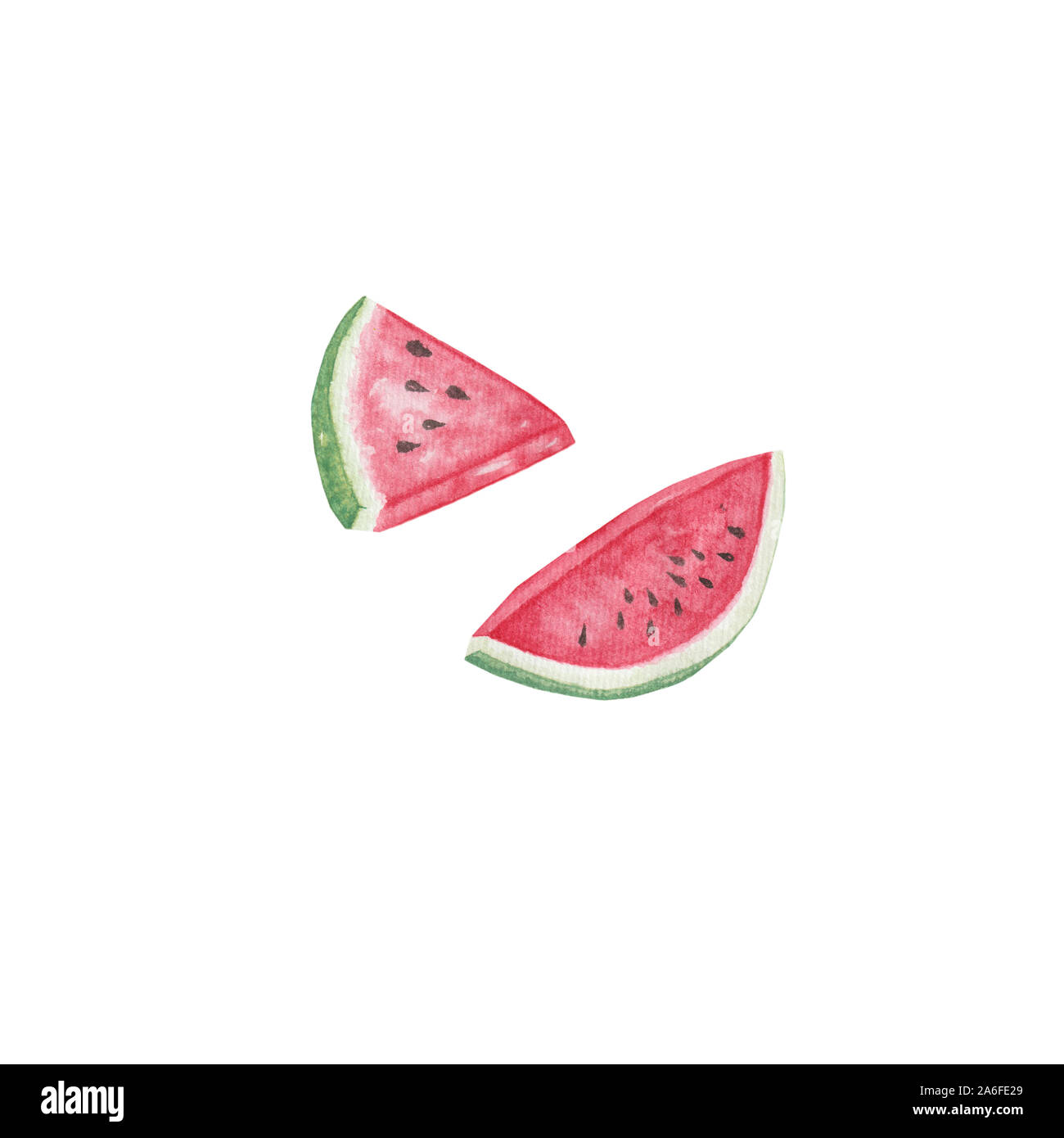 watercolor slices of watermelon isolated on white background Stock ...