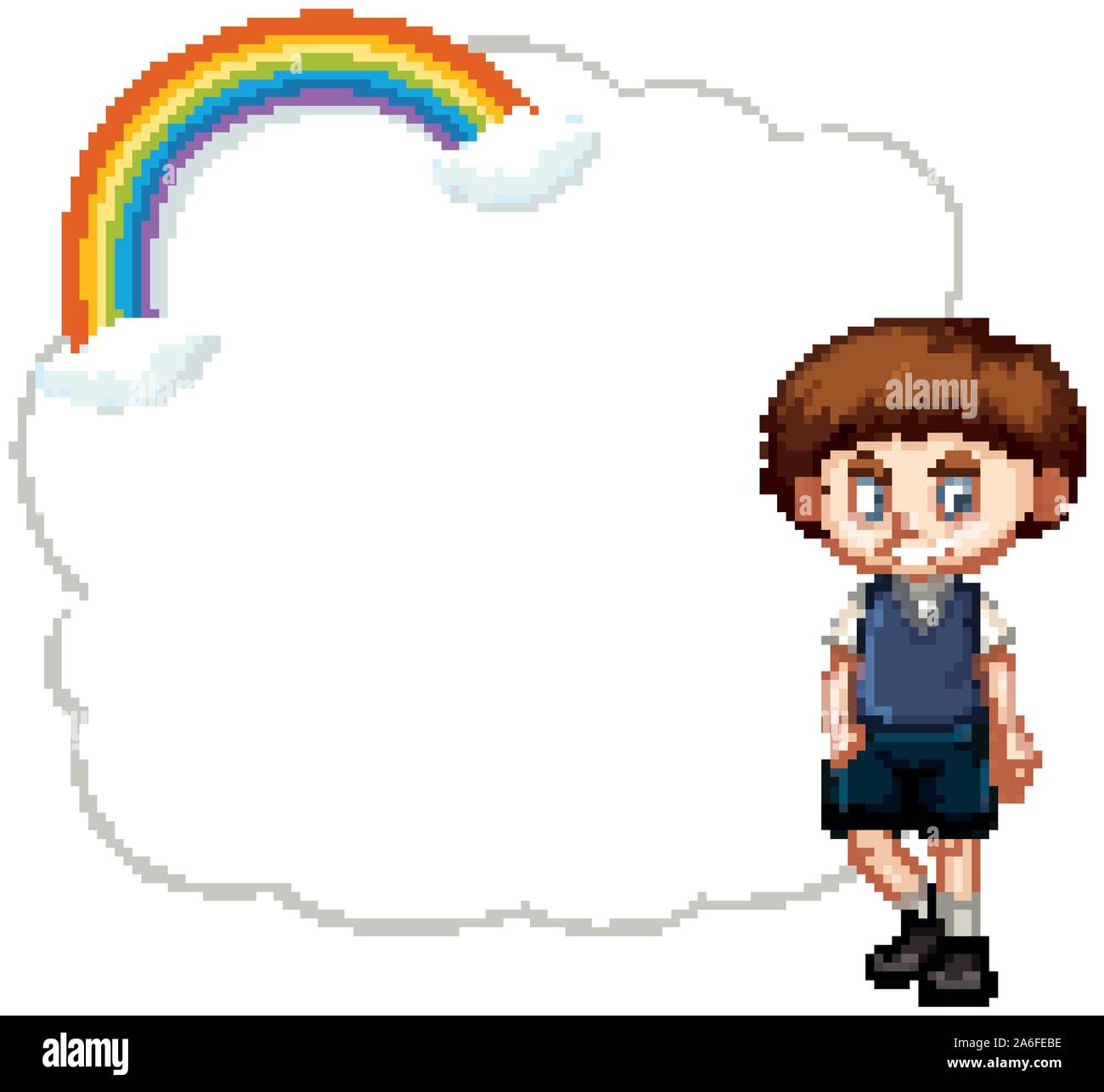 Happy boy and cloud frame illustration Stock Vector Image & Art - Alamy