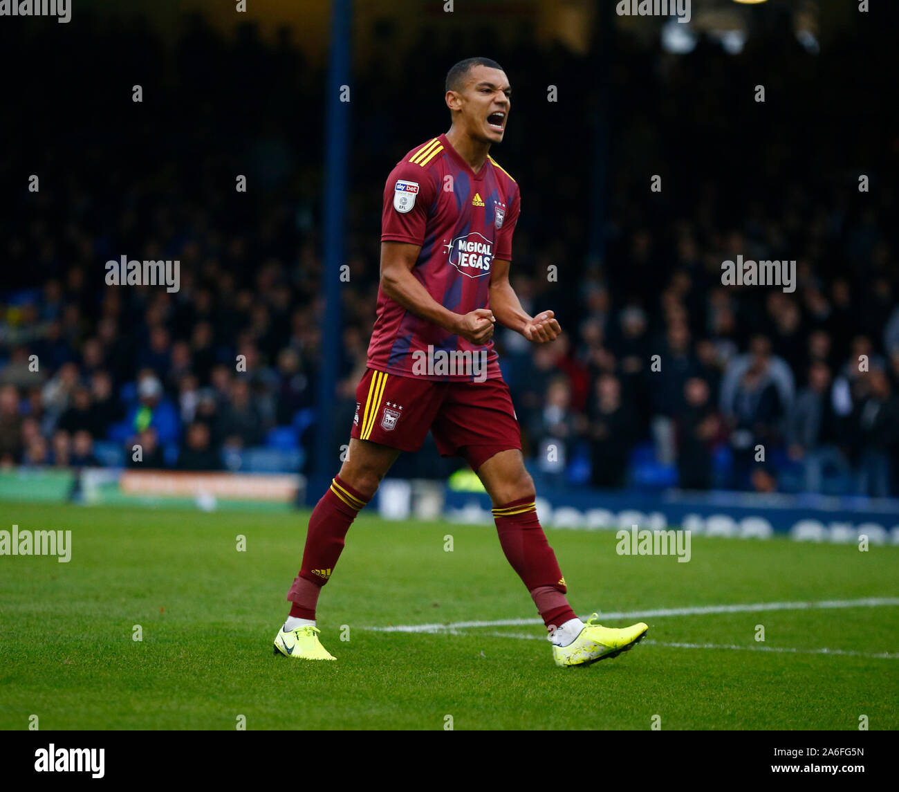 SOUTHEND UNITED KINGDOM. OCTOBER 26 Ipswich Town's Kayden Jackson celebrates his goal during English Sky Bet League One between Southend United and Ipswich Town at Roots Hall Stadium, Southend, England on 26 October 2019 Credit: Action Foto Sport/Alamy Live News Stock Photo