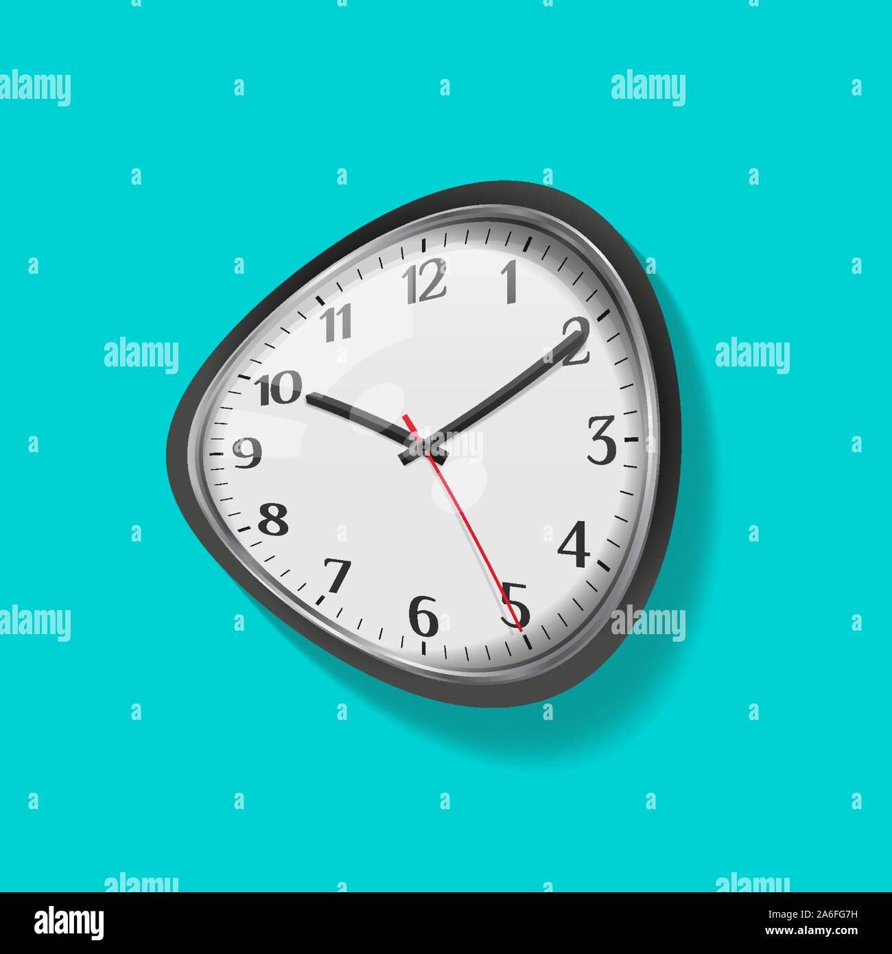 Melting clock, distorted dial with shadow on a blue background. Based on Salvador Dali Persistance of Memory concept. Vector illustration. Stock Vector
