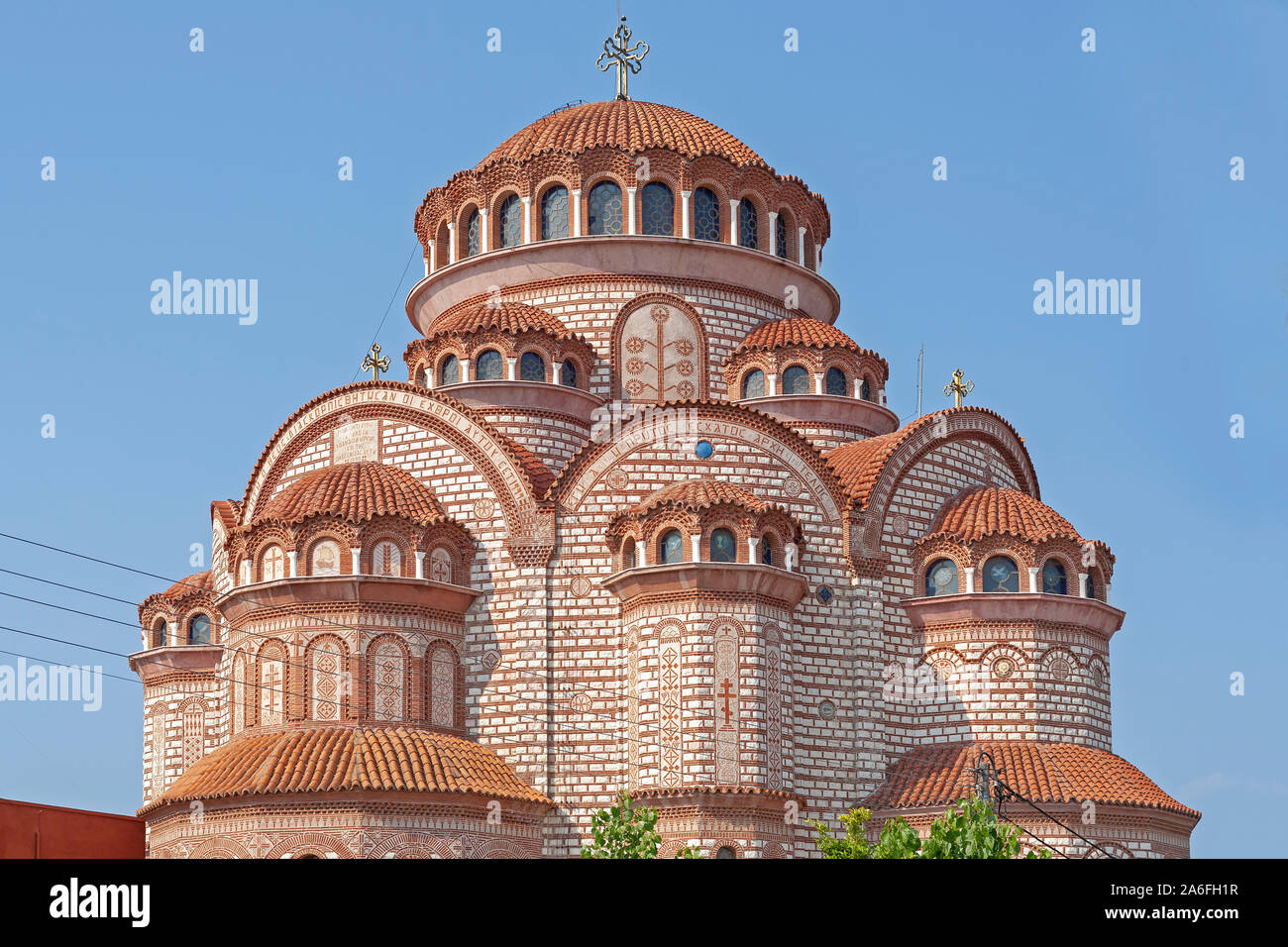 A church at Nea Moudania at the entrance to Kassandra Peninsula in Chalcidice, Central Macedonia, Greece. Stock Photo