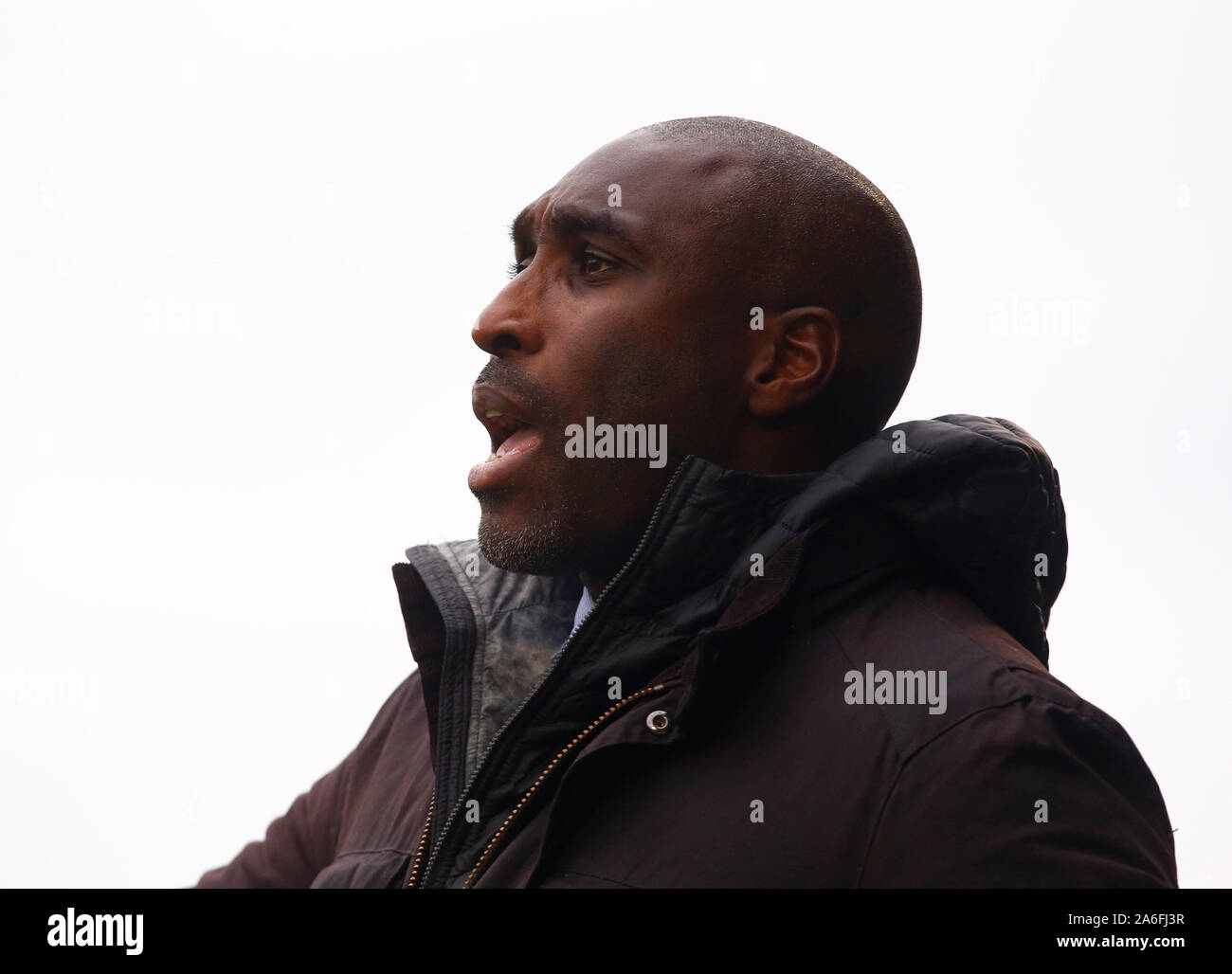 SOUTHEND UNITED KINGDOM. OCTOBER 26 Sol Campbell New manager of Southend United during English Sky Bet League One between Southend United and Ipswich Town at Roots Hall Stadium, Southend, England on 26 October 2019 Credit: Action Foto Sport/Alamy Live News Stock Photo
