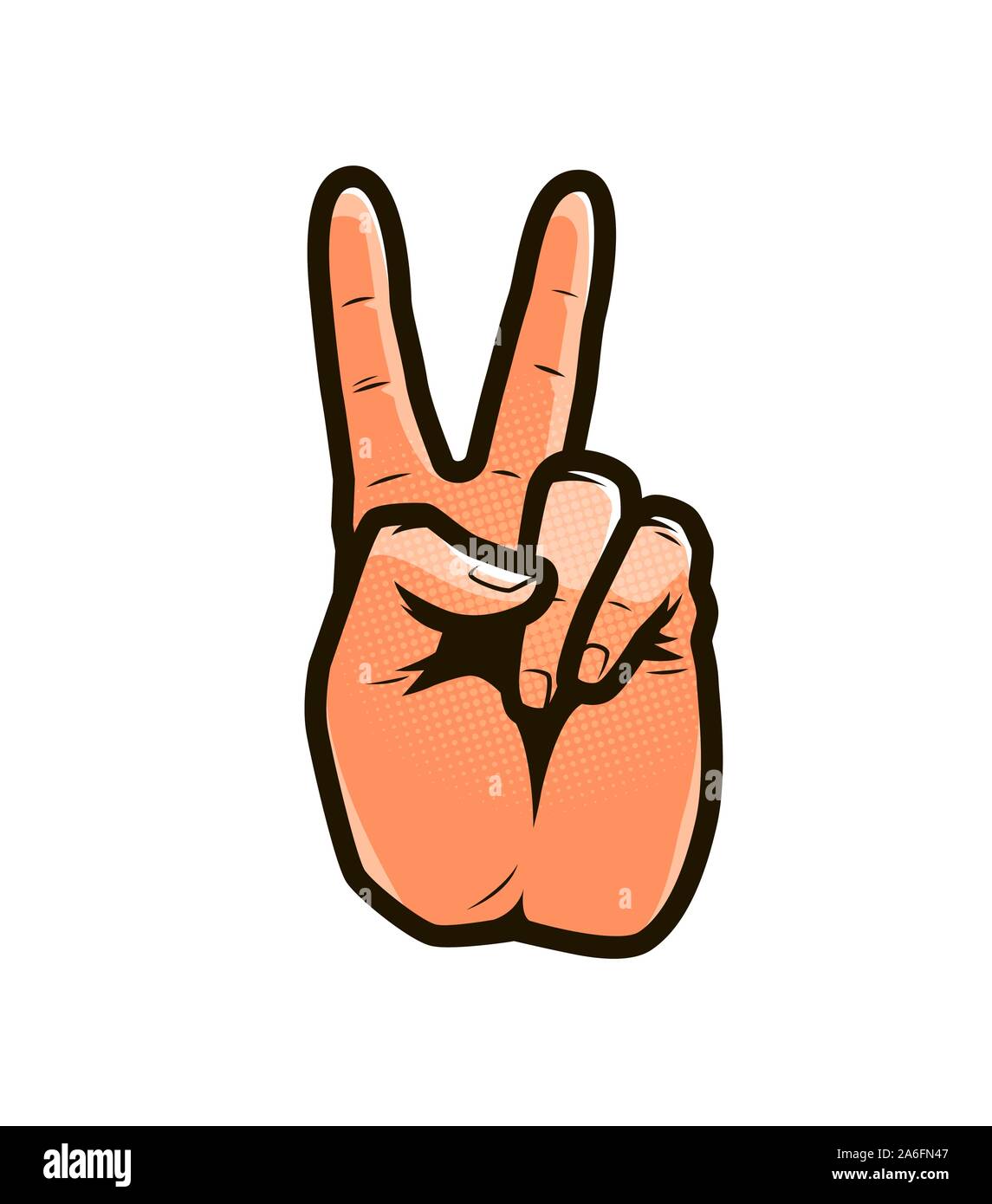 Victory or peace sign in pop art retro comic style. Vector illustration Stock Vector