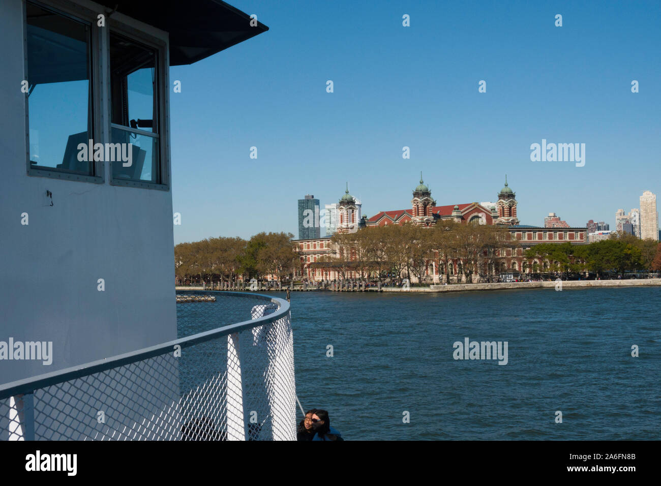 Ellis Island is and historical immigration site in New York Harbor, NYC, USA Stock Photo