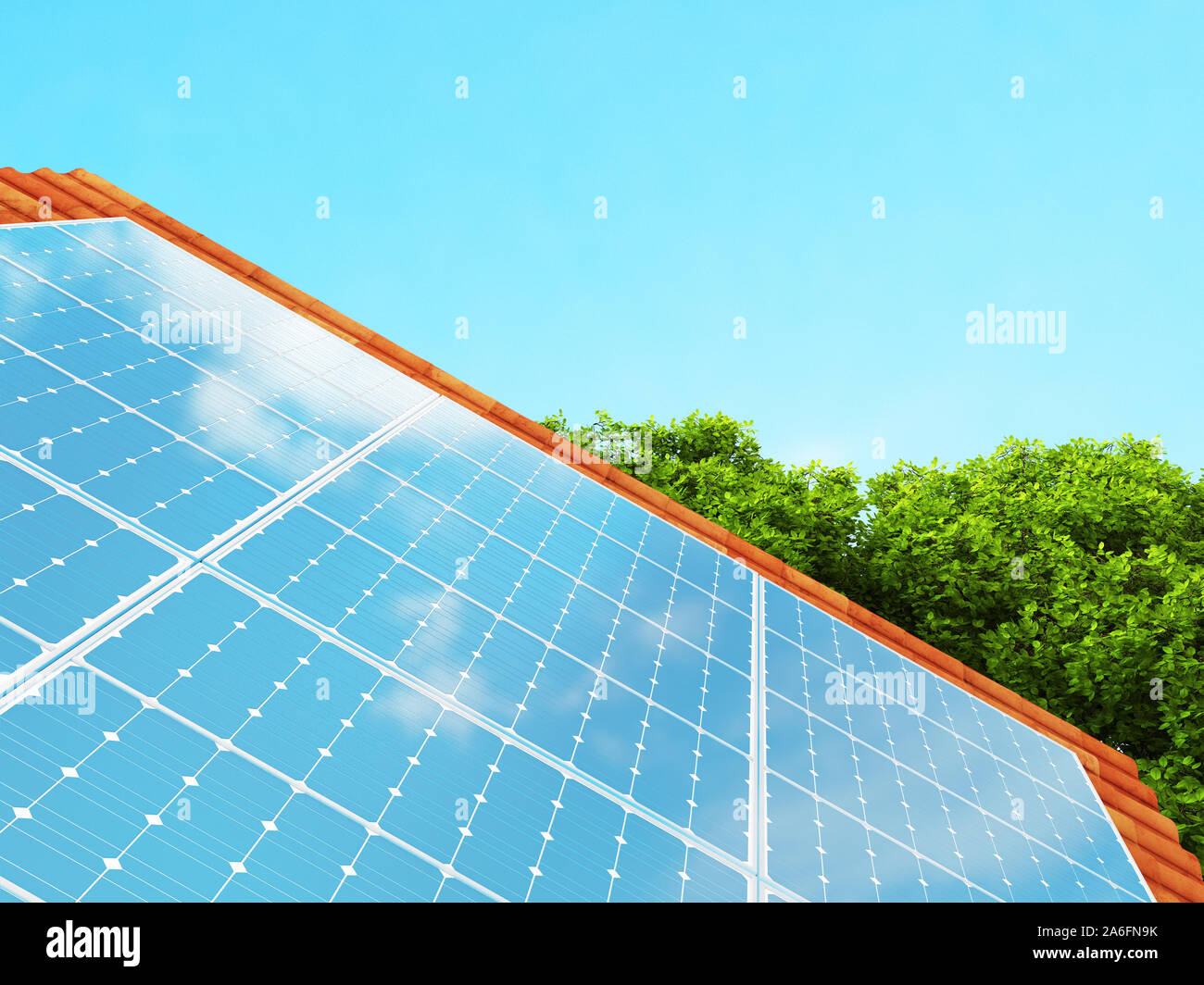 Photovoltaic panel or pv for power generation, 3d rendering Stock Photo