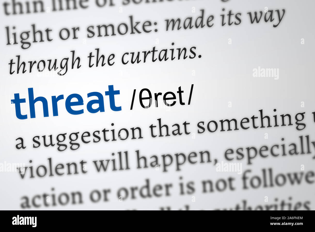 threat dictionary definition Stock Photo Alamy