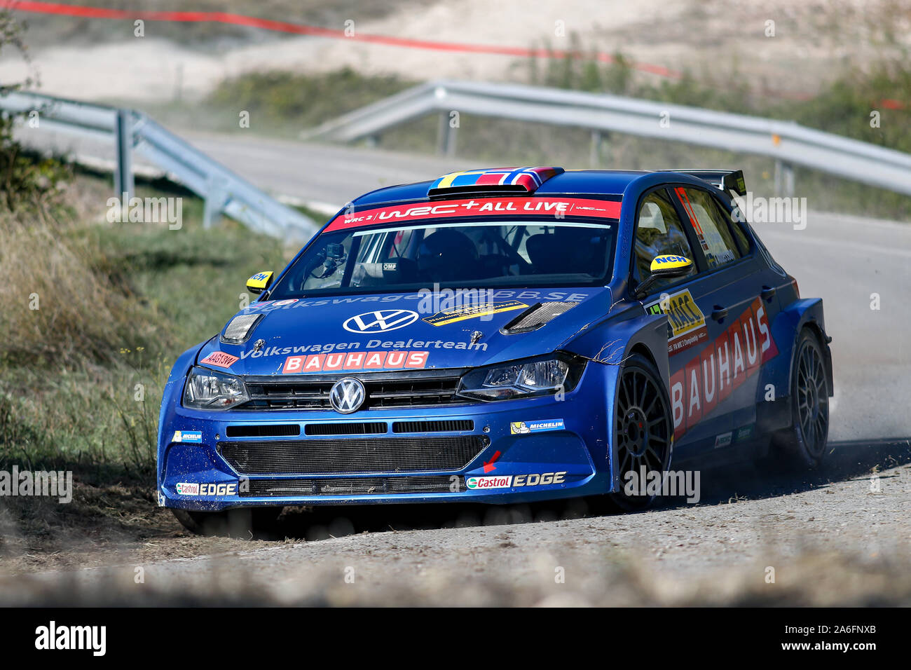Salou, Catalonia, Spain. 26th Oct, 2019. World Rally Championship, Spain Rally, Race day; Ole Christian VEIBY and co-driver Jonas Anders ANDERSON in their VOLKSWAGEN Polo R5 - Editorial Use Credit: Action Plus Sports/Alamy Live News Stock Photo