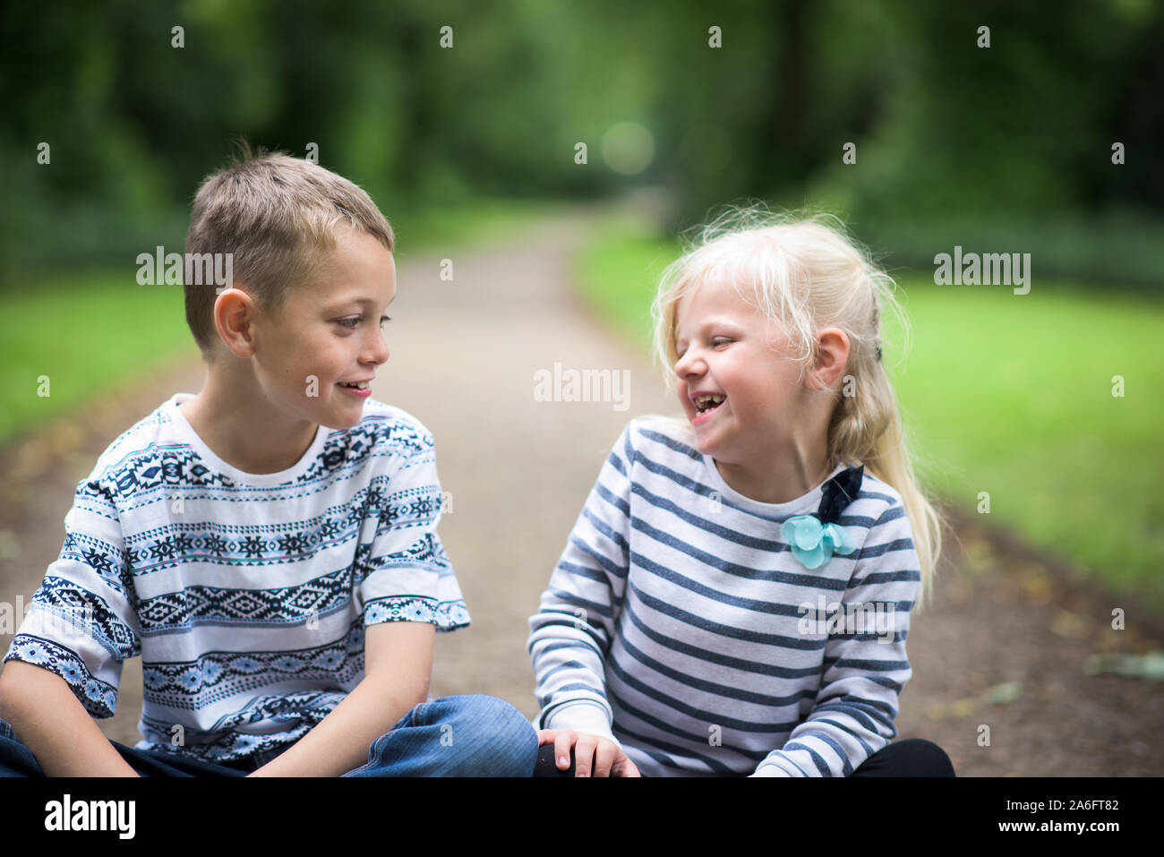 A little boy with ADHD, Autism, Asperger syndrome and girl (brother and ...