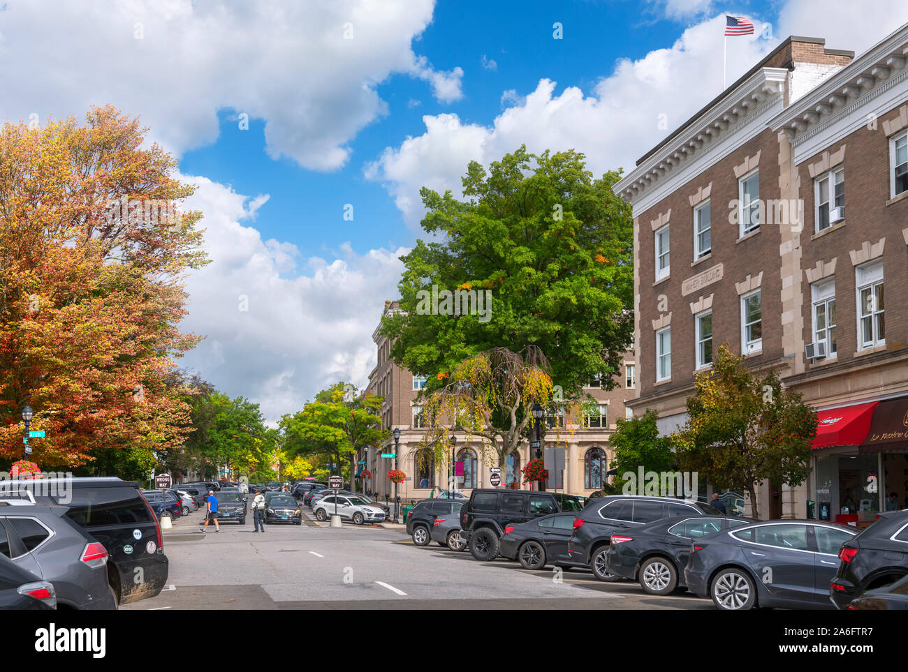 Greenwich Avenue in downtown Greenwich, Connecticut, USA Stock Photo
