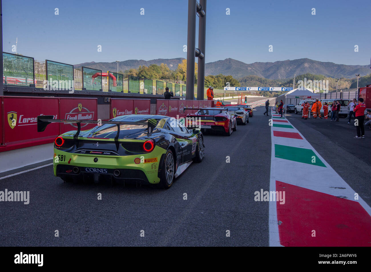 Mugello, Italy, 26 Oct 2019, ferrari challenge asia pacific - ingresso in pista during Ferrari Challenge World Finals 2019 - Ferrari Challenge Cup - Credit: LPS/Stefano Trombetta/Alamy Live News Stock Photo