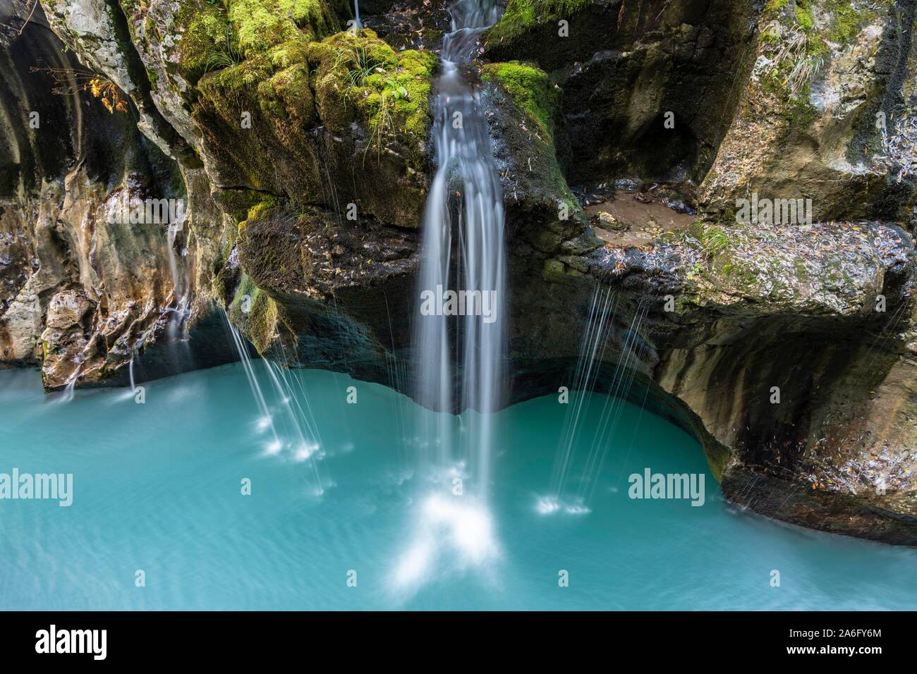Waterfall in Soca Canyon, Soca valley, Triglav National Park, Slovenia