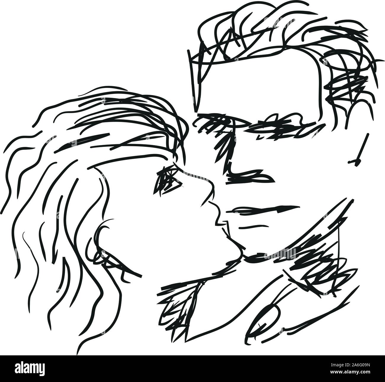 Drawing Of Two People Who Love Each Other Stock Vector Art