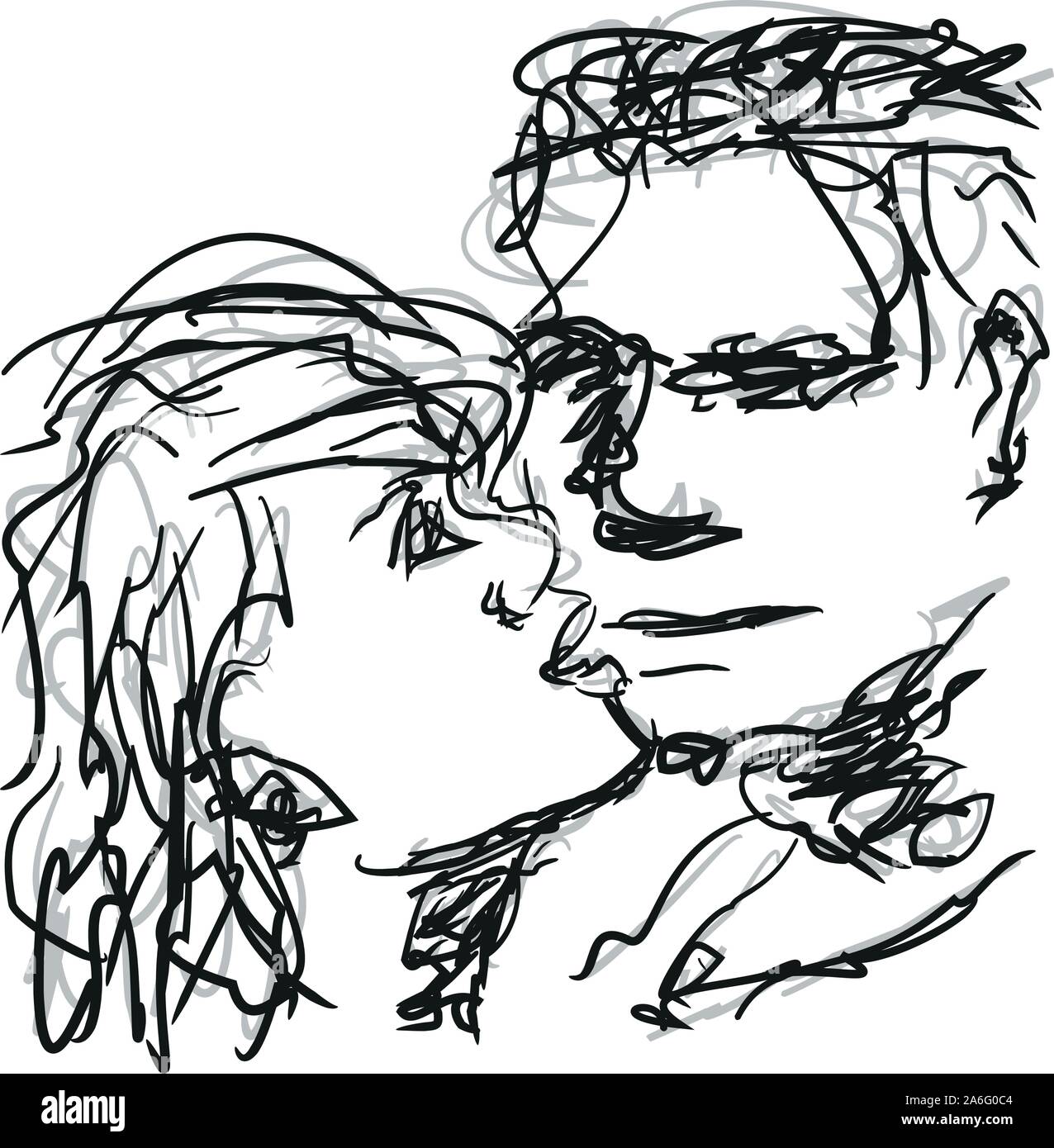 Drawing Of Two People Who Love Each Other Stock Vector Image Art Alamy