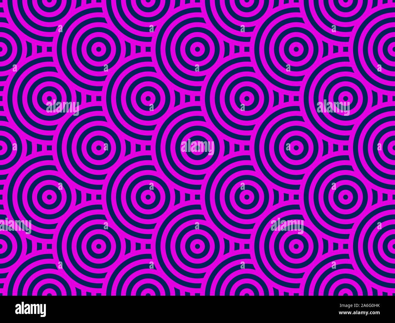 Pink and blue overlapping repeating circles background. Japanese style circles seamless pattern. Endless repeated texture. Modern spiral  vector Stock Vector