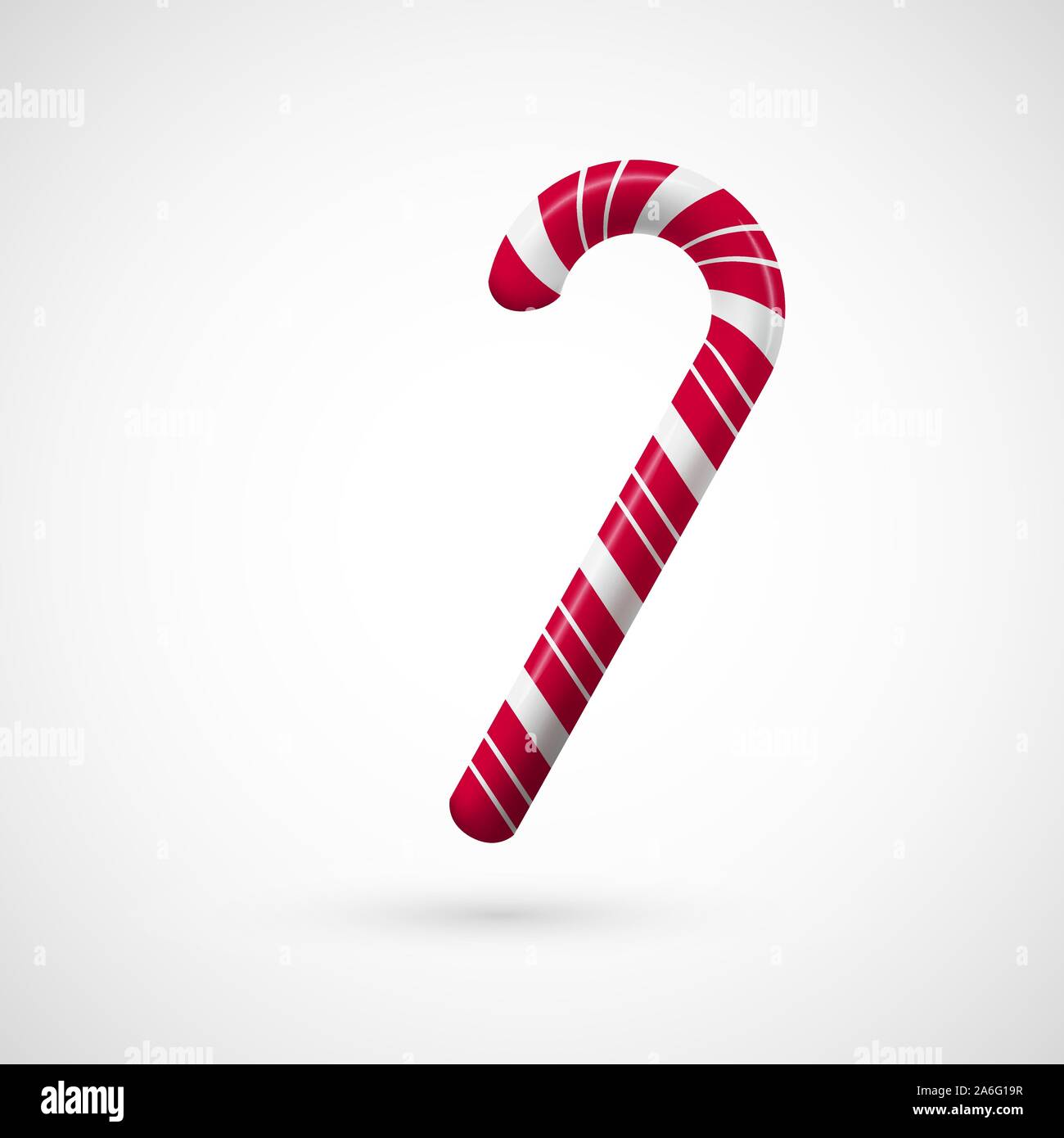 Red and white Chrisrmas candy. Realistic sweet stick. Holiday decoration element. Vector illustration isolated on white background Stock Vector