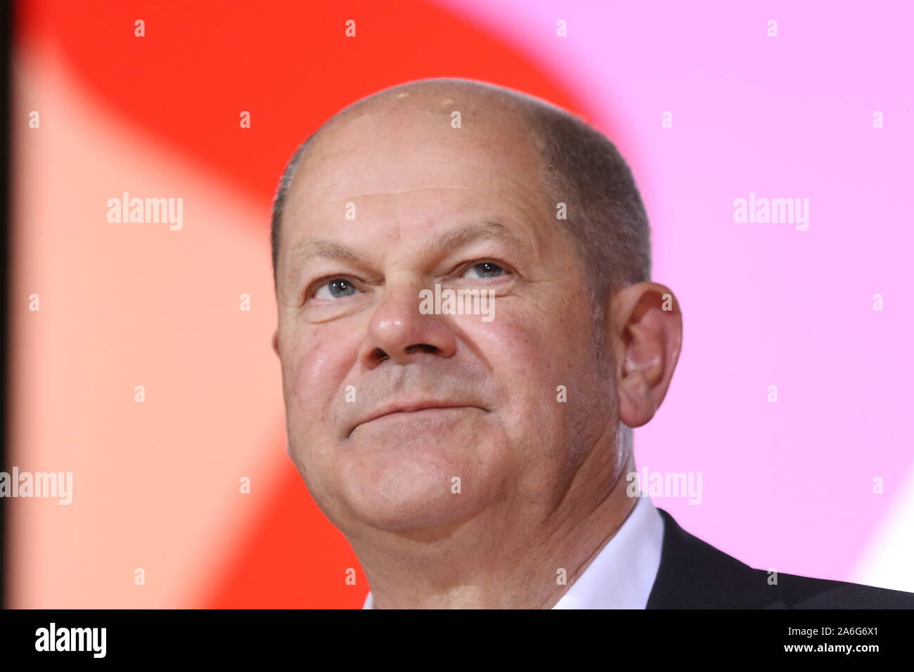 Germany, Berlin, 10/26/2019. Olaf Scholz in the SPD headquarters in Berlin. The SPD members elect Federal Finance Minister Olaf Scholz and Klara Geywitz just ahead of Norbert Walter-Borjans and Saskia Esken for the SPD presidency. The race for the SPD presidency goes into the runoff election in November: the two candidates will then be elected at the party congress. Stock Photo