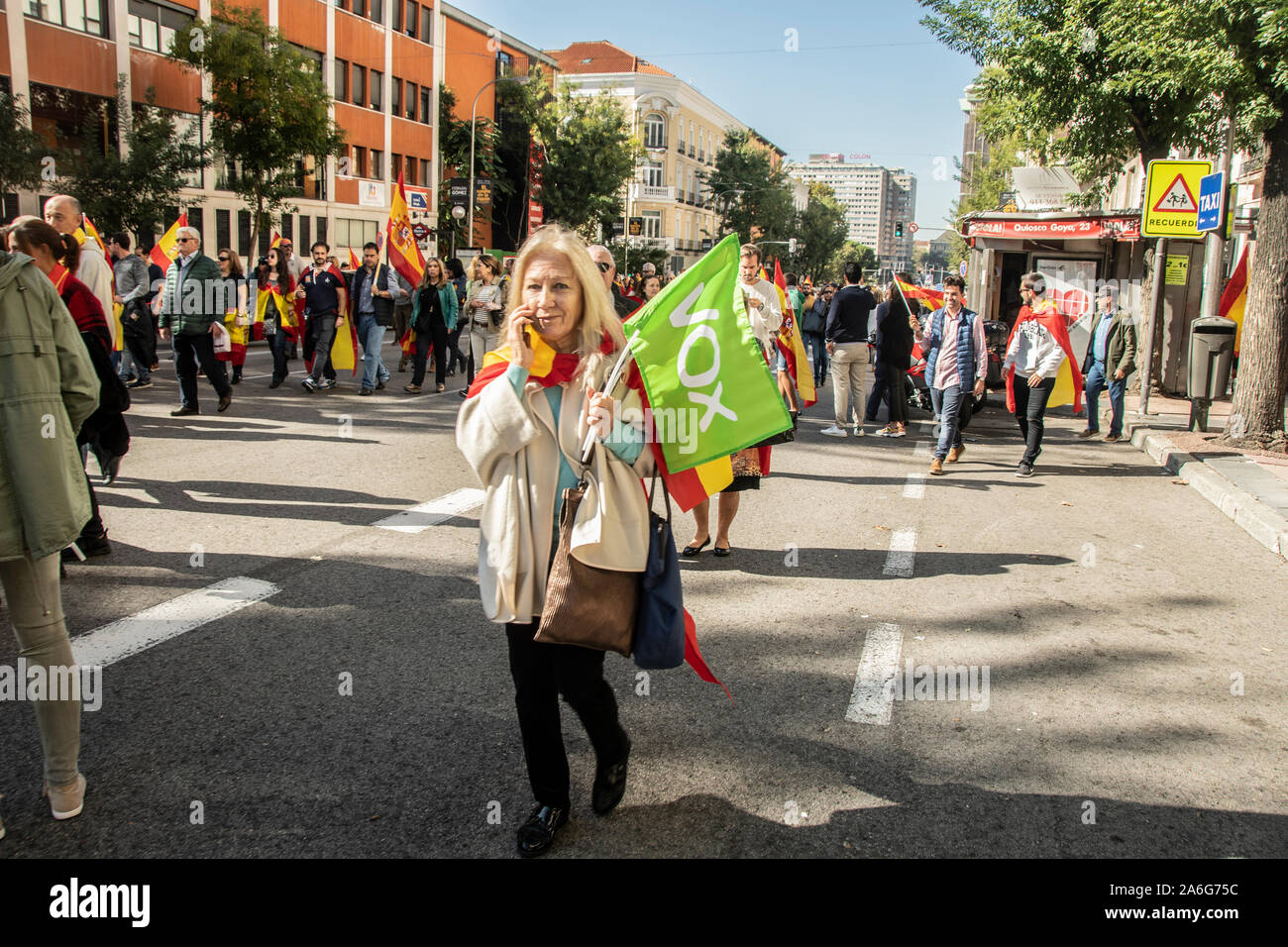 Thousands of supporters of Spain's far-right Vox party gathered in Plaza de Colón in Madrid on Saturday to defend what they described as 'the unity of Stock Photo