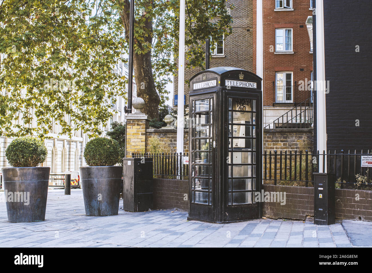 Rare telephone box in London Stock Photo